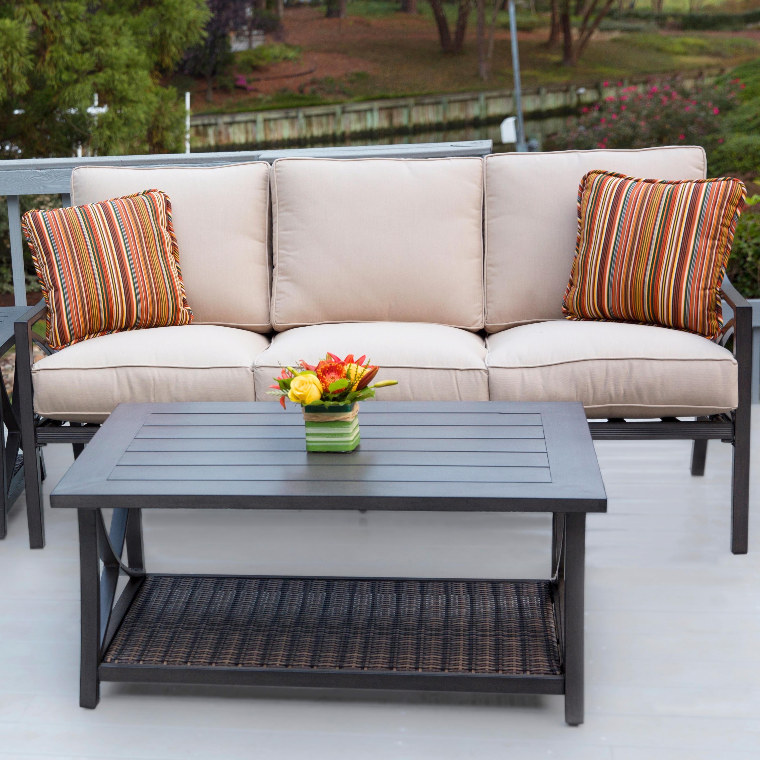 Apricity Outdoor Davenport Woven and Aluminum Deep Seating Sofa Find